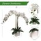 25-Inch Realistic White Orchid Arrangement – Artificial Phalaenopsis Flowers with Natural Leaf Details in Ceramic Pot for Home & Office Decor